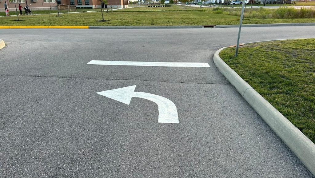freshly painted line markings for Dublin City Schools