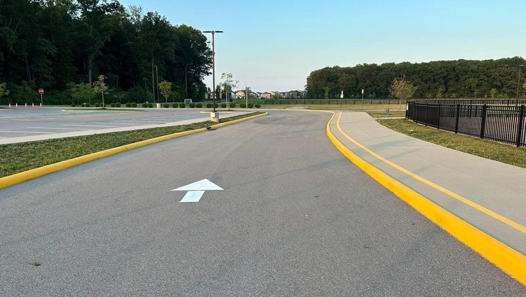 freshly pained curb painting