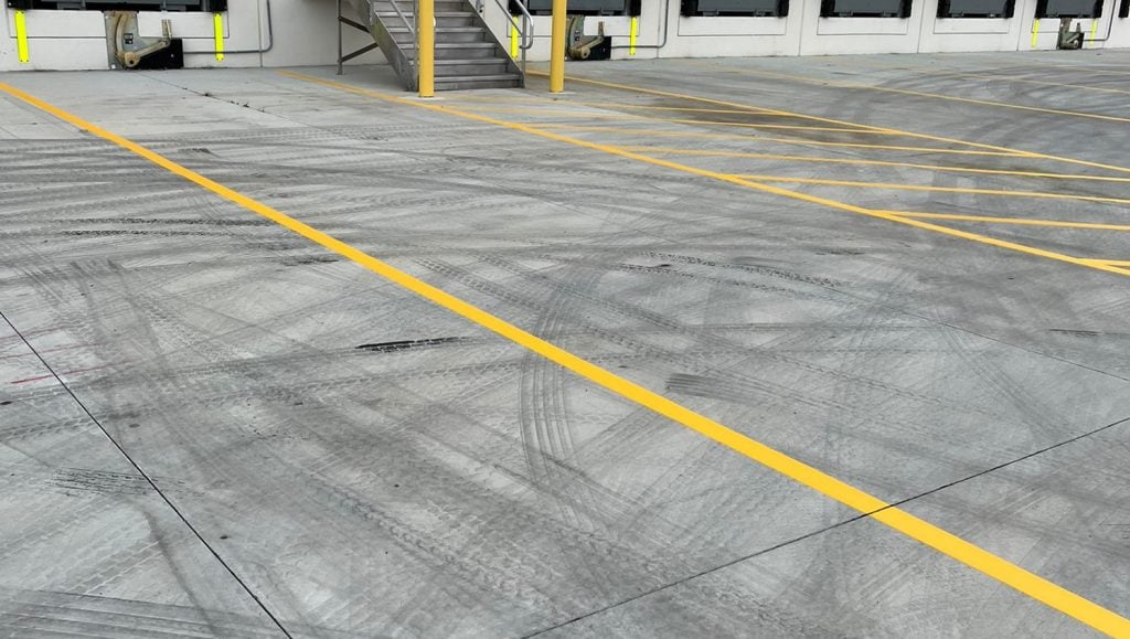 freshly painted line markings for DB Schenker parking lot