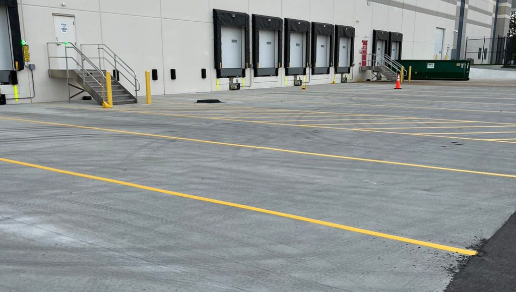 DB Schenker parking lot freshly striped