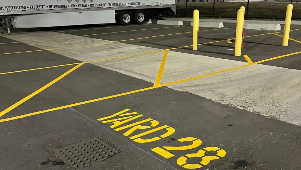 DB Schenker parking lot freshly painted