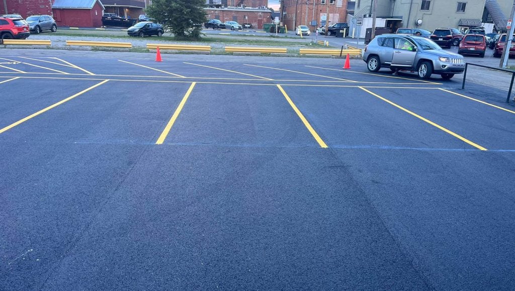 PNC Bank parking lot freshly painted line markings