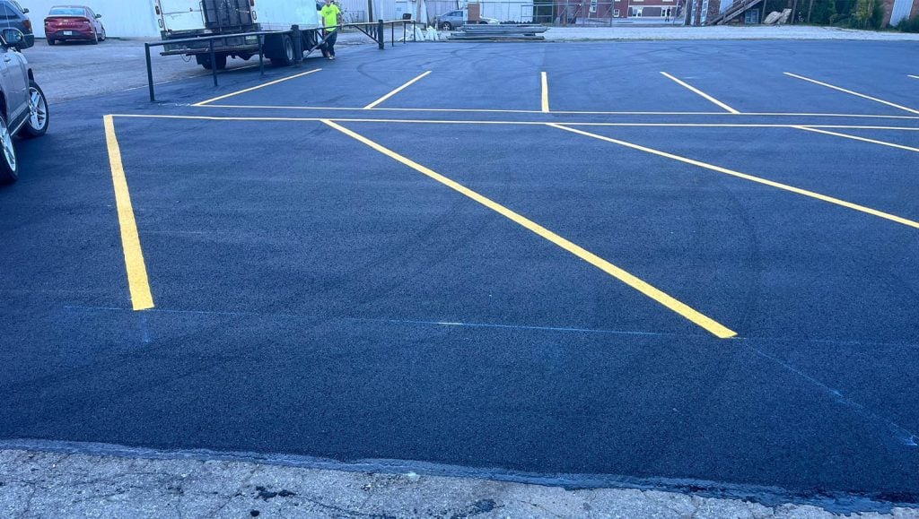 PNC Bank parking lot freshly painted parking spots