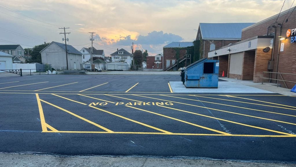 no parking freshly painted for PNC Bank parking lot