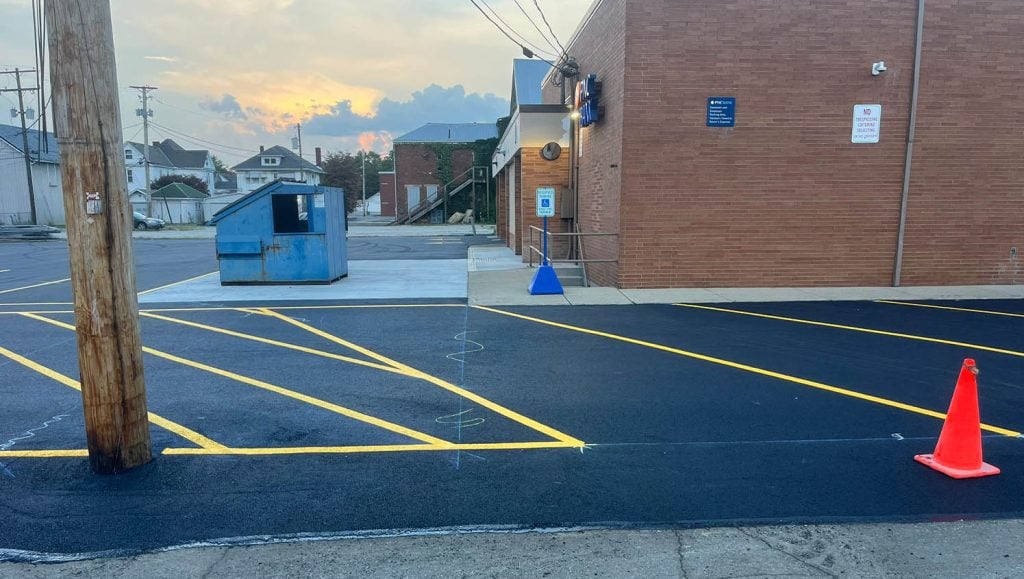 Side view of PNC Bank freshly painted