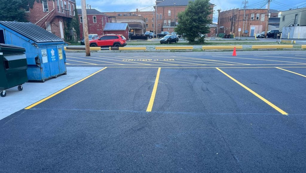 PNC Bank parking lot freshly painted