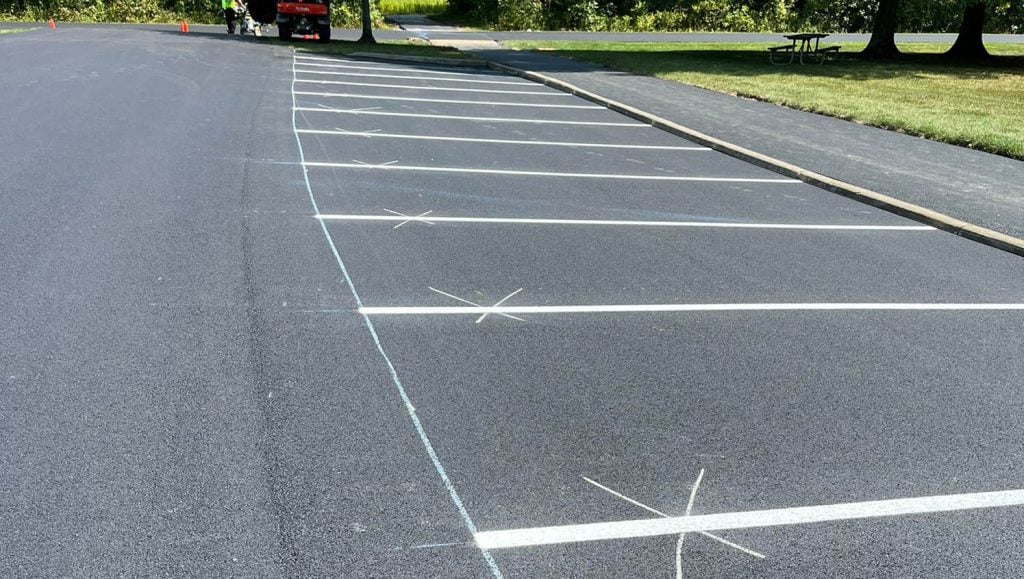 freshly line markings for Franklin County Metro Parks parking lot