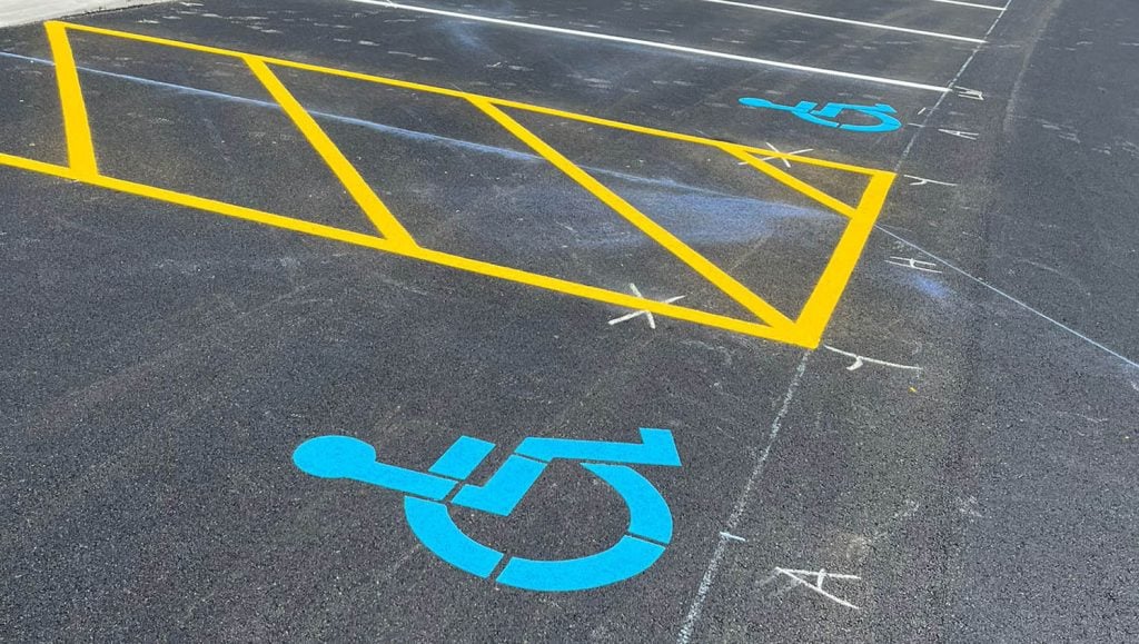 close-up of ada compliance parking spots