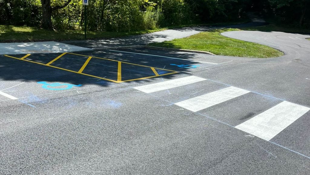 freshly painted cross walk for Franklin County Metro Parks