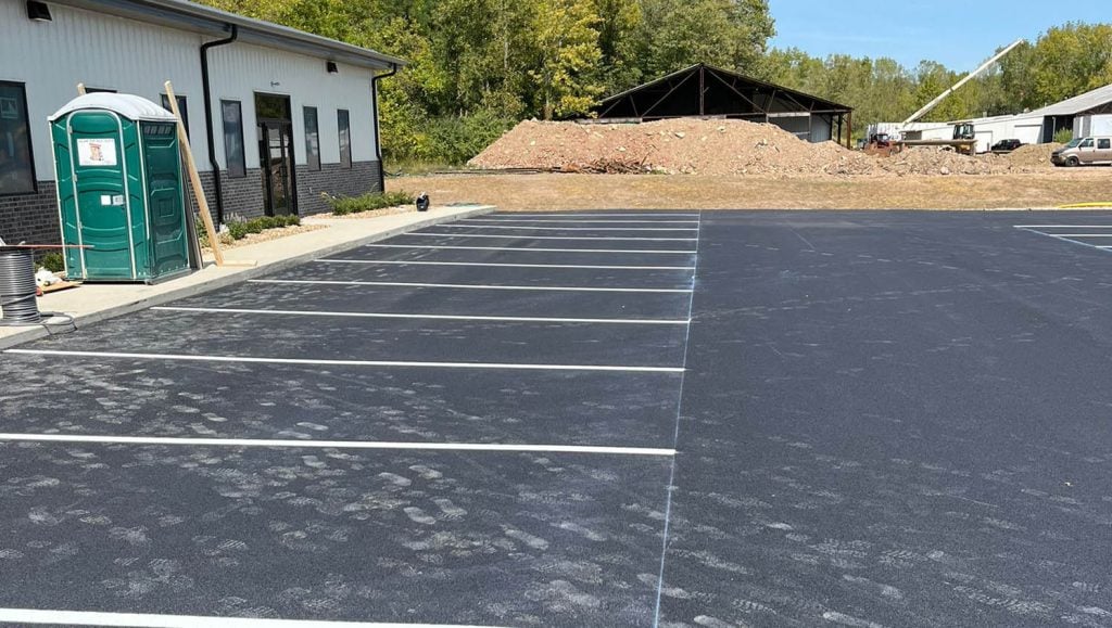 freshly painted parking spot lines for Galena Commerce Center