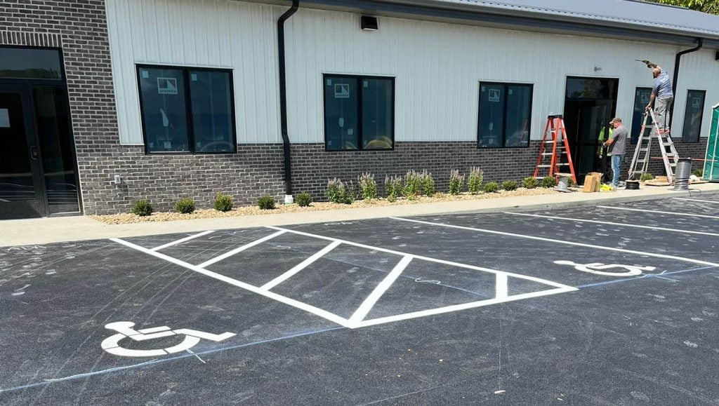 Galena Commerce Center parking lot freshly painted line markings