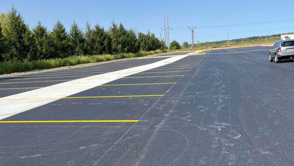 Shell Oil Company parking lot freshly painted