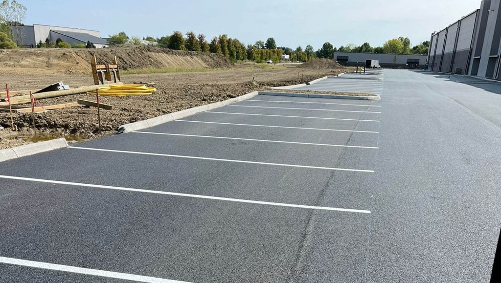 Shell Oil Company parking lot freshly painted