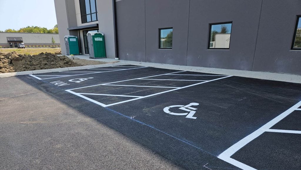 yellow line markings for Shell Oil Company parking lot