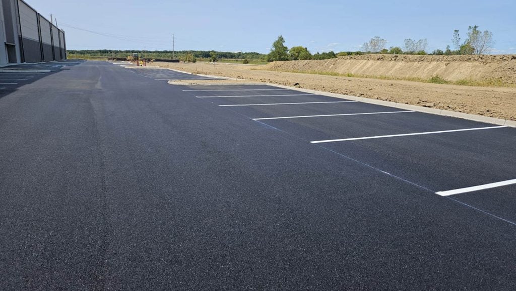 parking spots freshly painted for Shell Oil Company