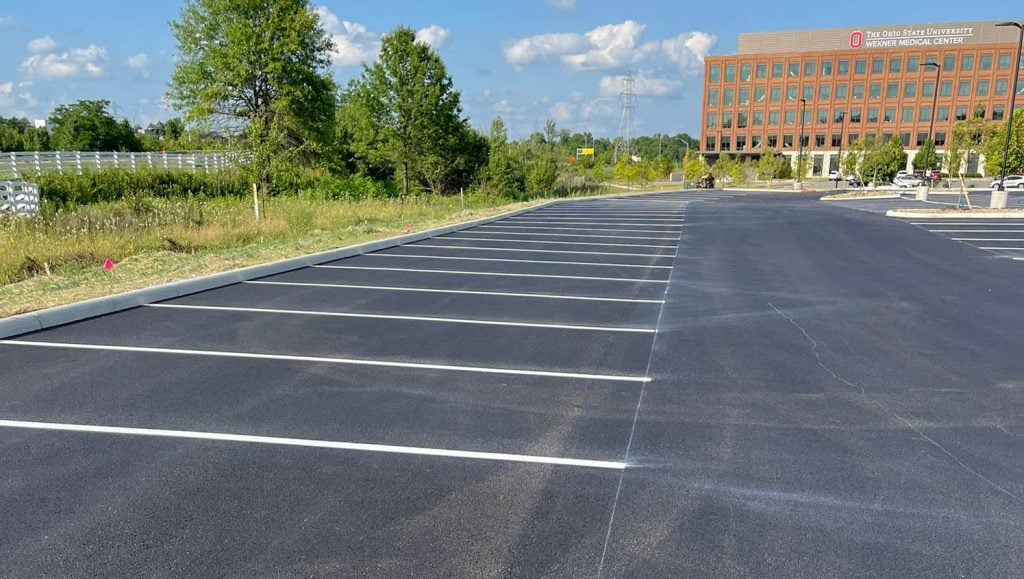 Texas Roadhouse parking lot freshly striped