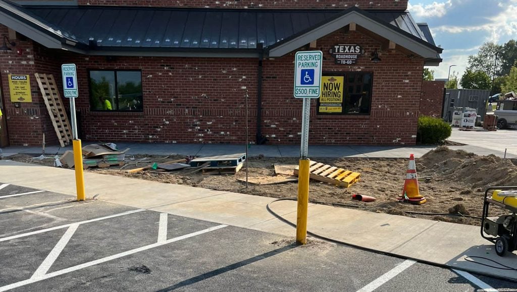 Texas Roadhouse parking lot freshly painted