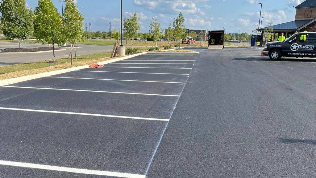 Texas Roadhouse parking lot freshly painted