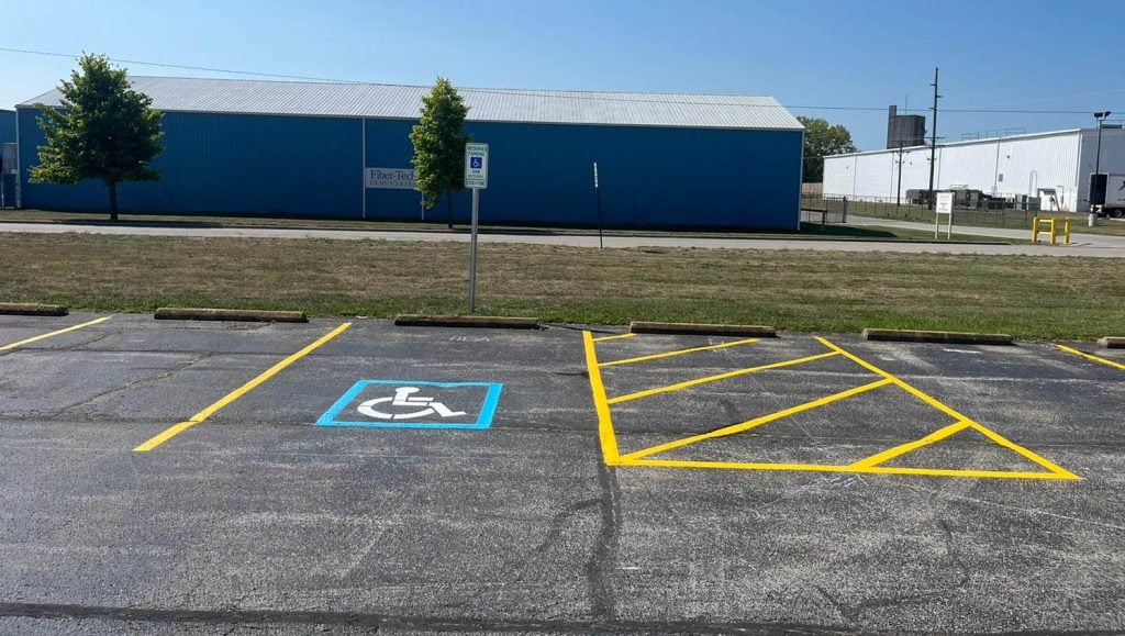 ada compliance parking spots freshly painted