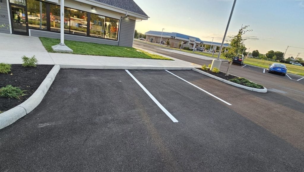 yellow dotted line on Mcdonald's parking lot
