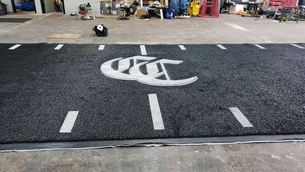 brand new athletic field hash marking for City CrossFit's indoor athletic field turf