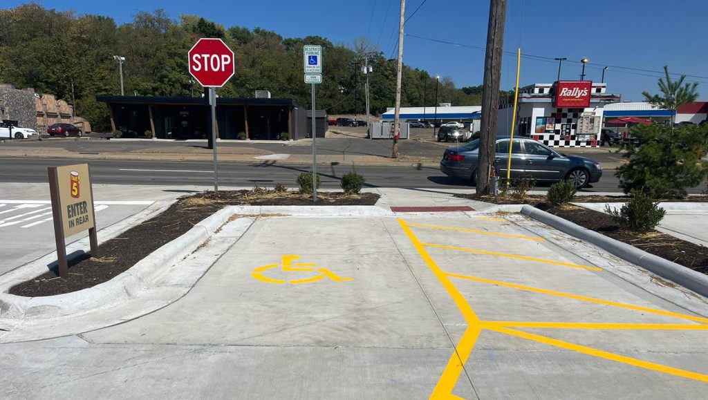 parking lot sign installation for Take 5 Oil Change parking lot