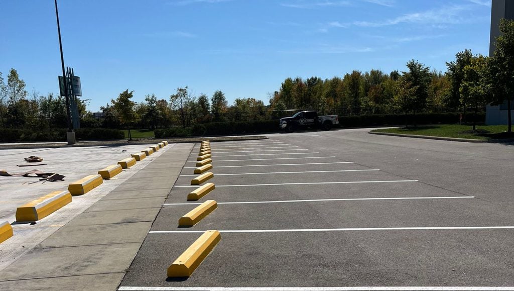 Amazon parking lot freshly painted