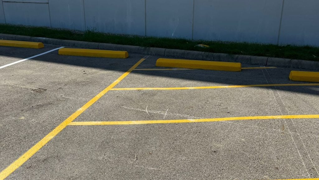 Amazon parking lot with new line markings