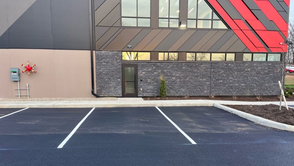 freshly painted parking spots for Burns & Scalo