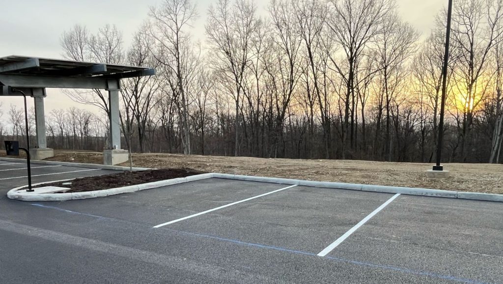 Burns & Scalo parking lot with freshly painted parking spots