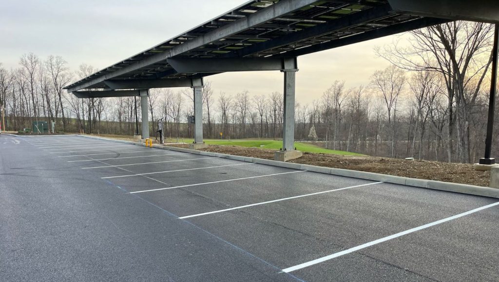 multiple parking spots for Burns & Scalo parking lot freshly painted
