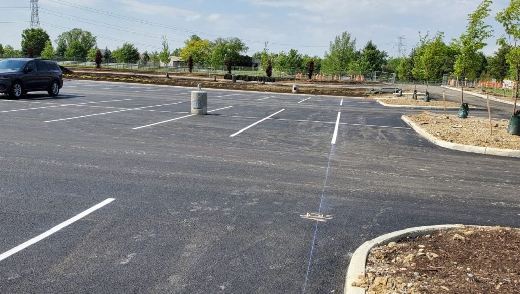 parking spots freshly painted for Dublin Elementary School