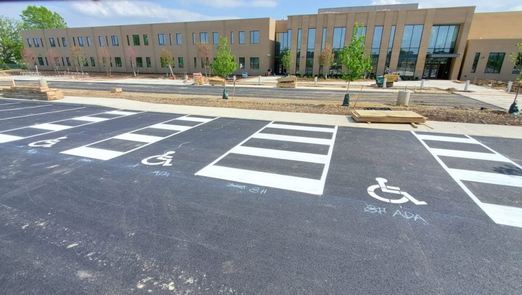 ada compliance parking spots freshly painted for Dublin Elementary School