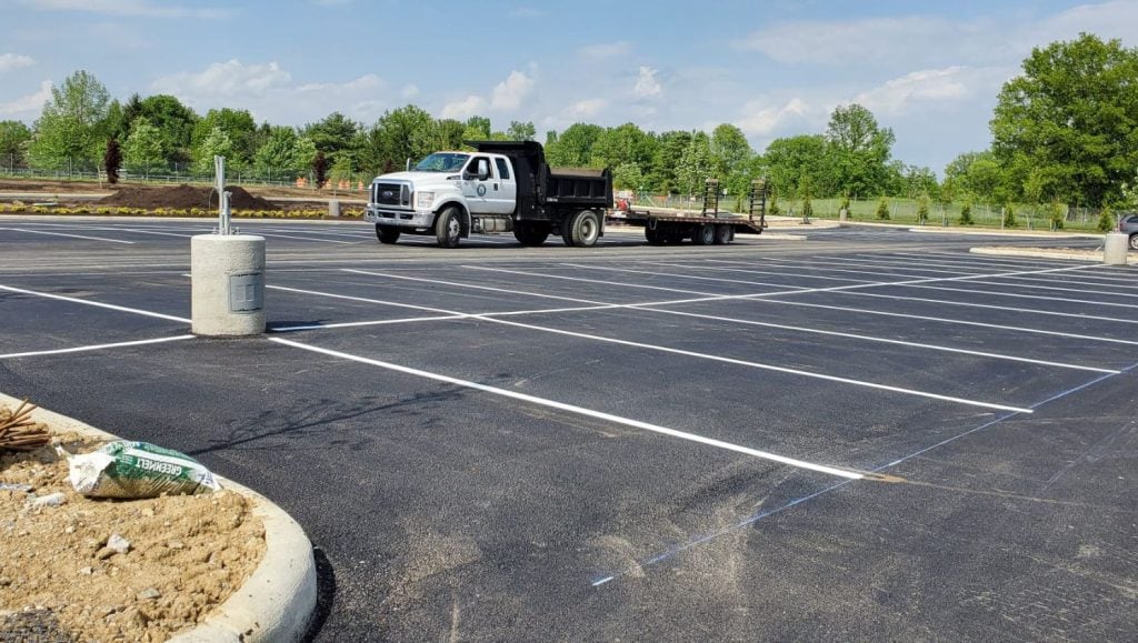 Dublin Elementary School parking lot freshly striped