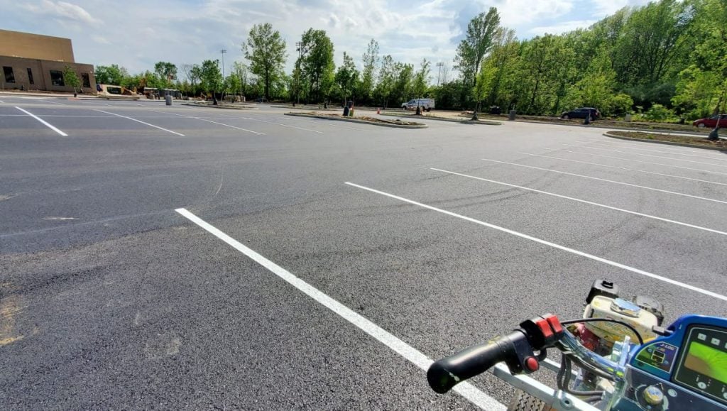 freshly painted parking lot for Dublin Elementary School