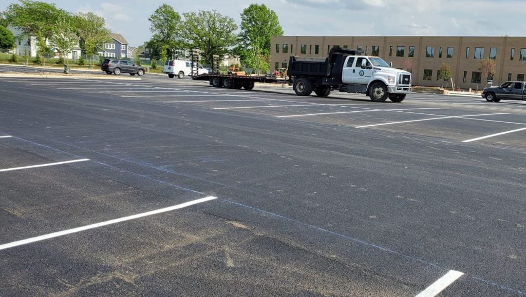 parking spots freshly painted for Dublin Elementary School parking lot