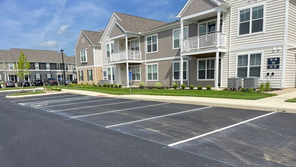 parking spots freshly painted for Orange Summit Apartments parking lot