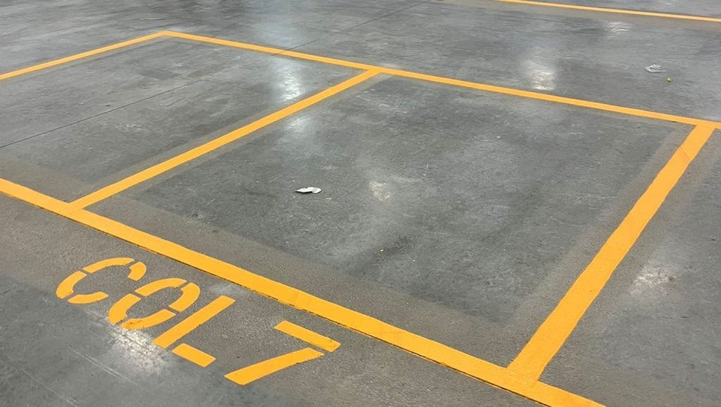 line markings freshly painted NEFCO Columbus warehouse