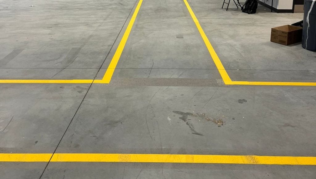 yellow line striping for NEFCO Columbus warehouse
