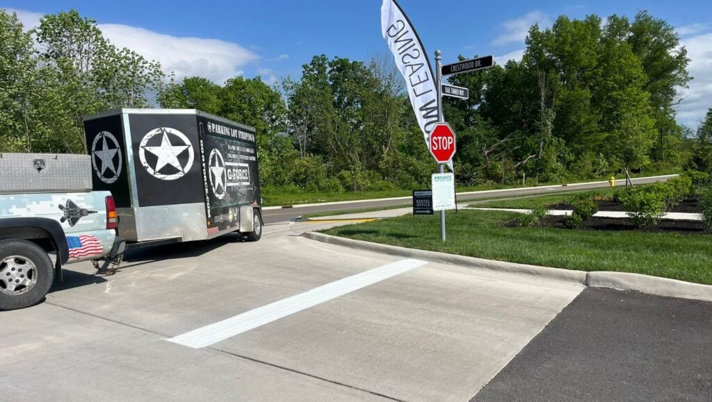 line marking freshly painted for Apartment Complex parking lot