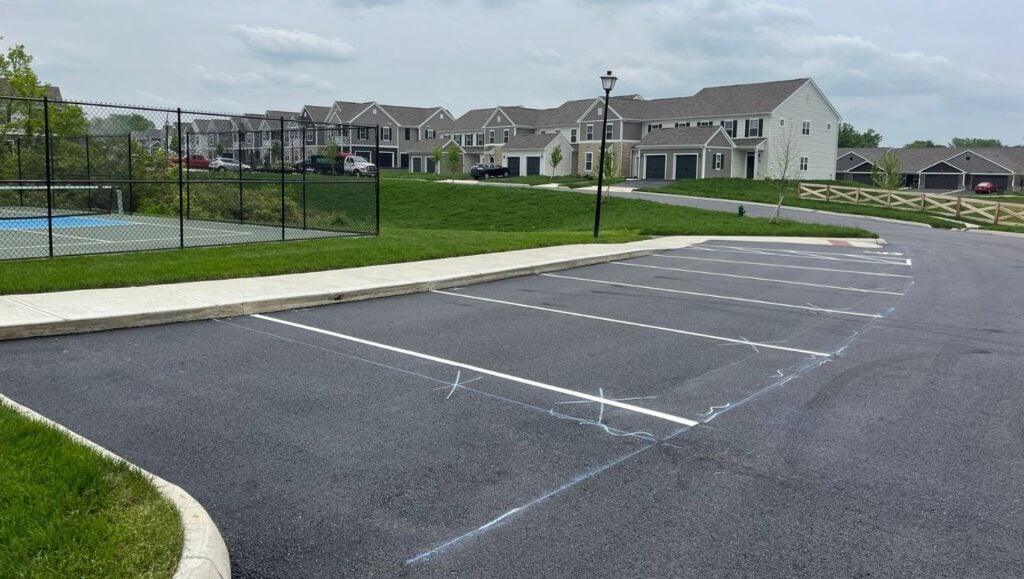 Apartment Complex parking lot with freshly painted parking spots