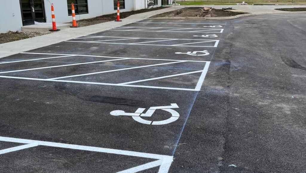 ada compliance parking spots freshly painted for VanTrust parking lot