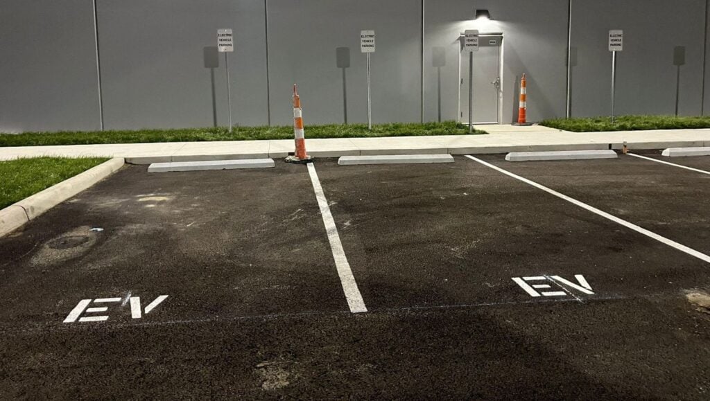 EV parking spots freshly painted for VanTrust