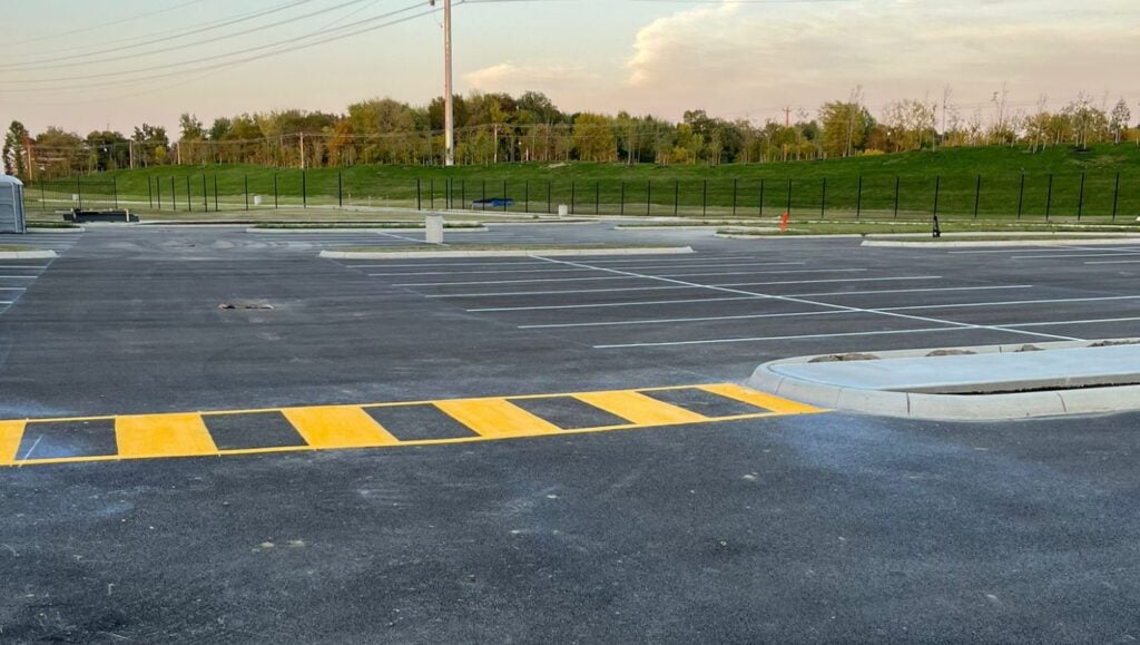 crosswalk freshly painted for VanTrust parking lot