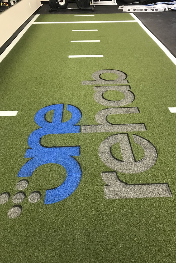 new football field centerpiece at One Rehab