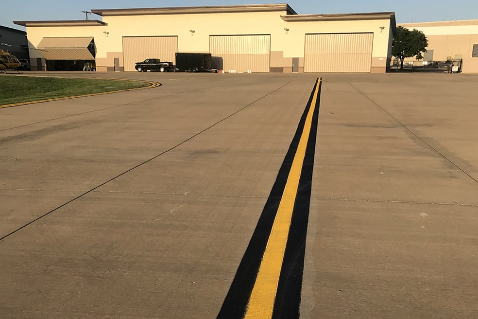 restriped taxiway at Desoto Heliport