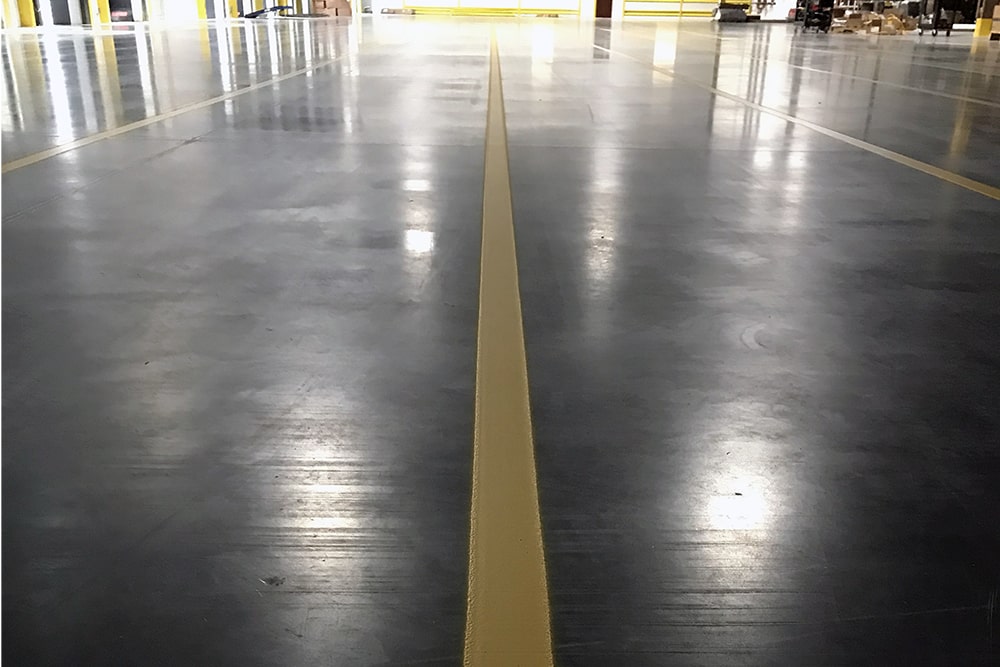 horizontal view of new warehouse striping for American Logistics Services
