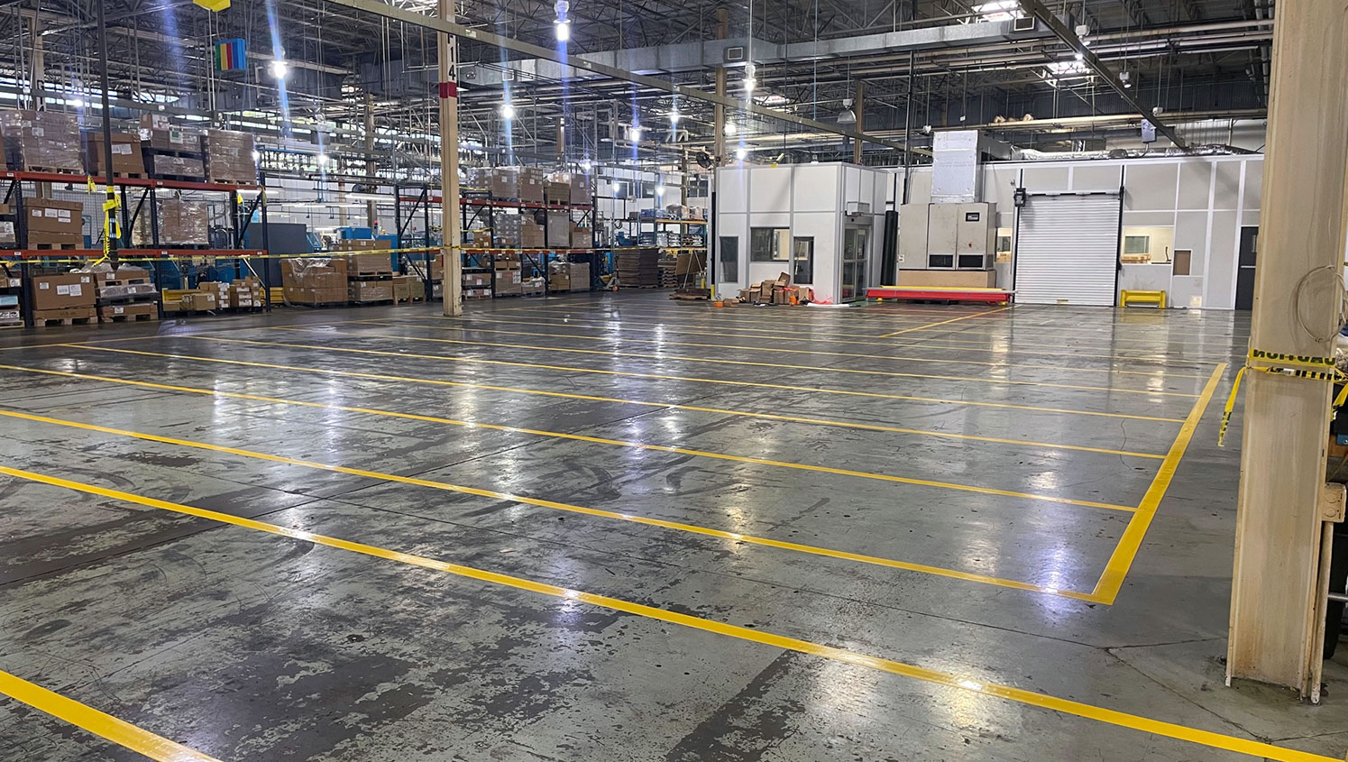 new pallet position markings in Wylie, Texas warehouse