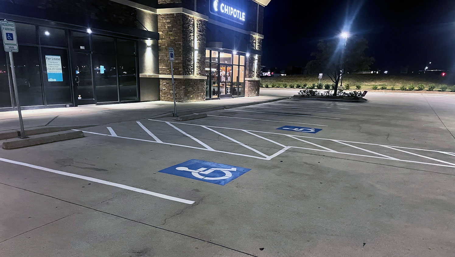 re-striped ada parking spaces