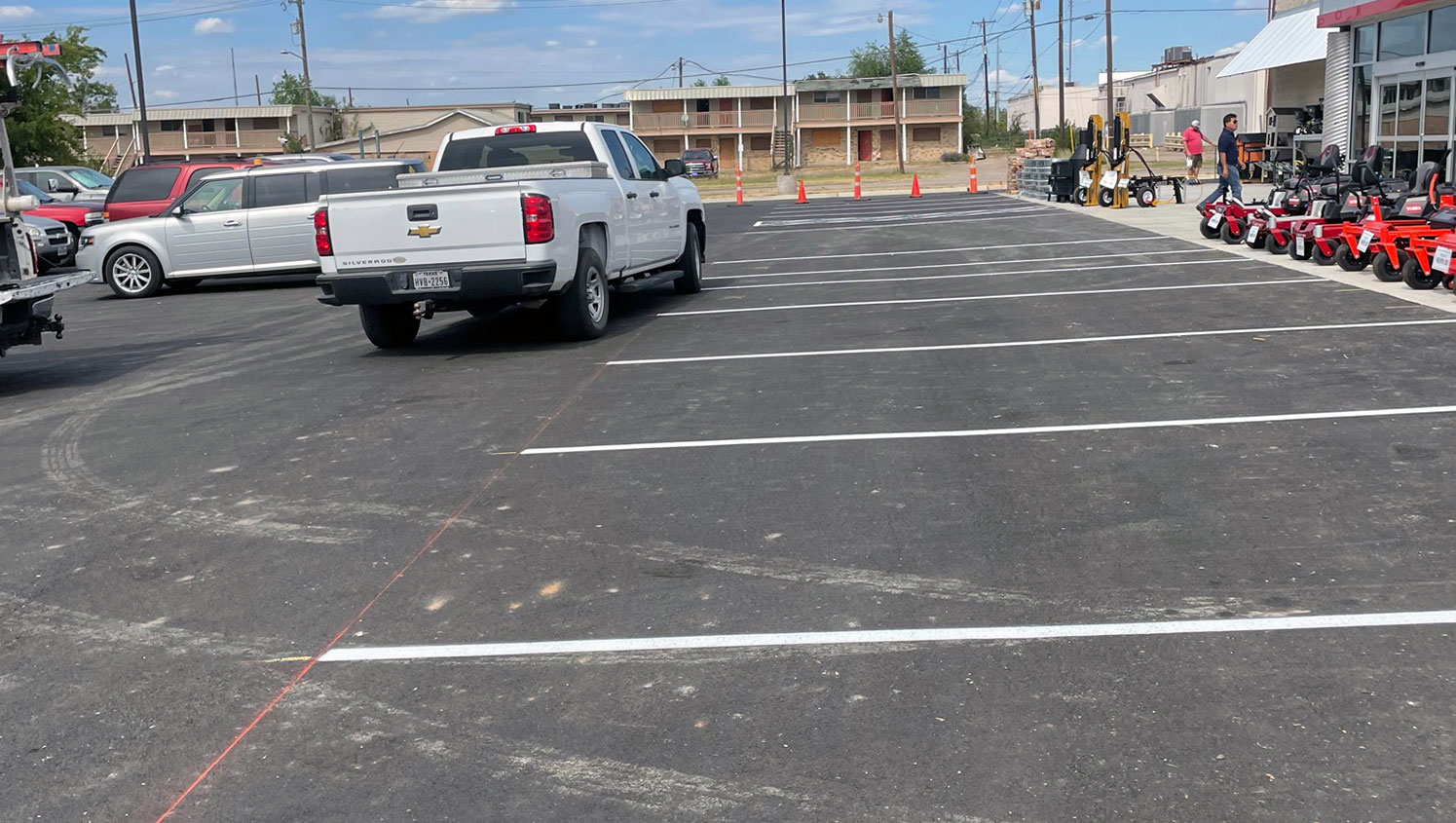 re-striped parking lot stalls